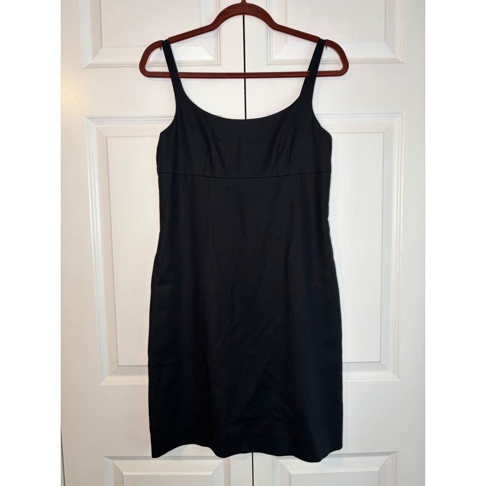 J.Crew Black 100% Cotton Sheath Dress Sleeveless Scoop Neck Pockets Lined Size 2